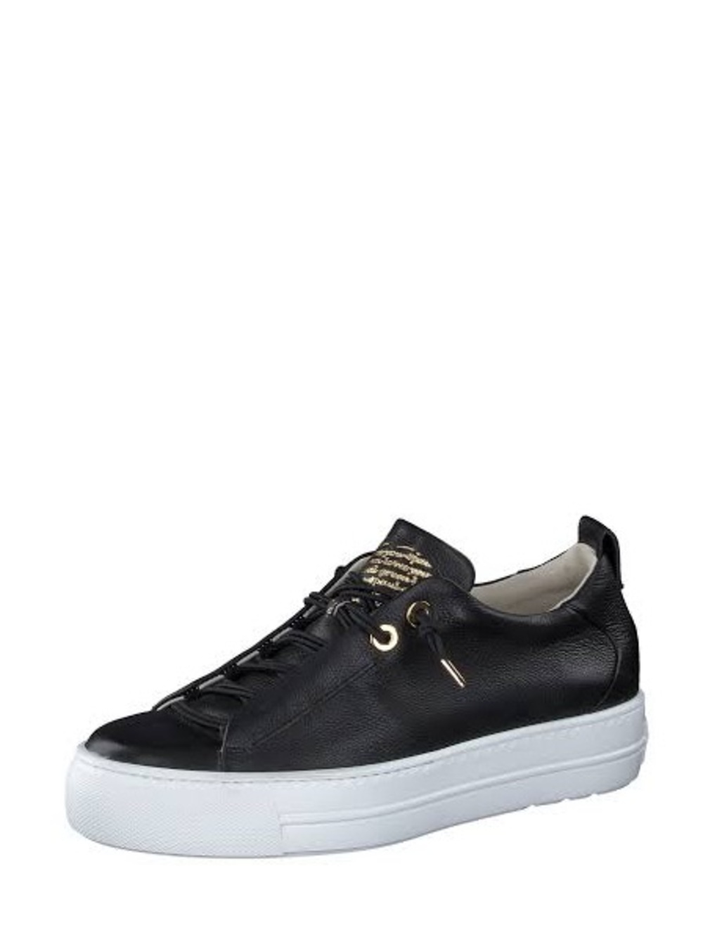 Paul Green Black Leather Faye Platform Sneakers 7.5
